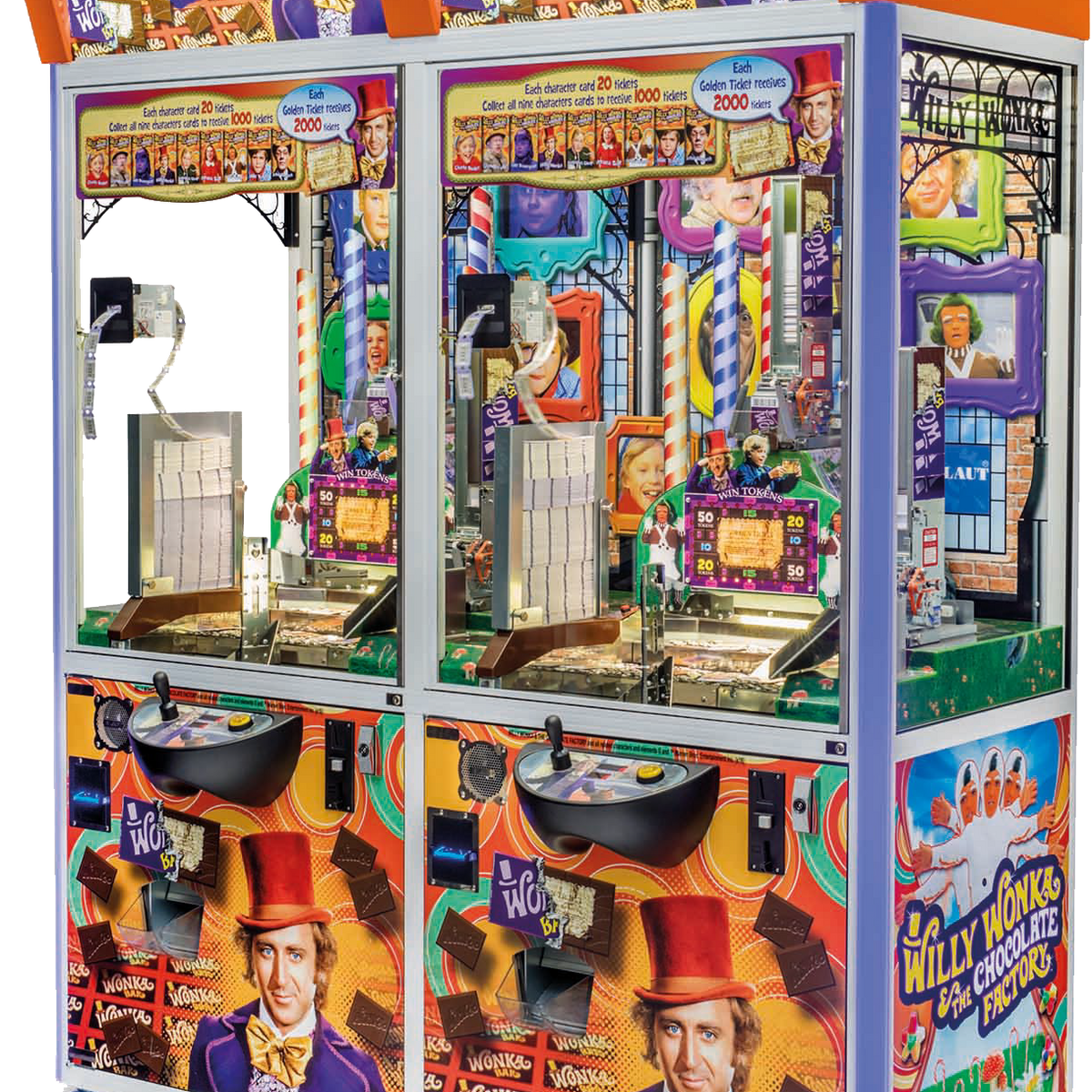 willy wonka coin pusher rare card Willy Wonka 2 Player Coin Pusher – Player One Amusement Group