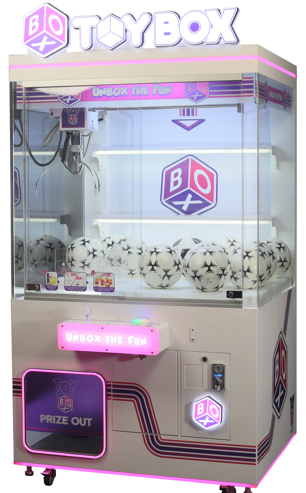 Toy box vending machine for large prizes