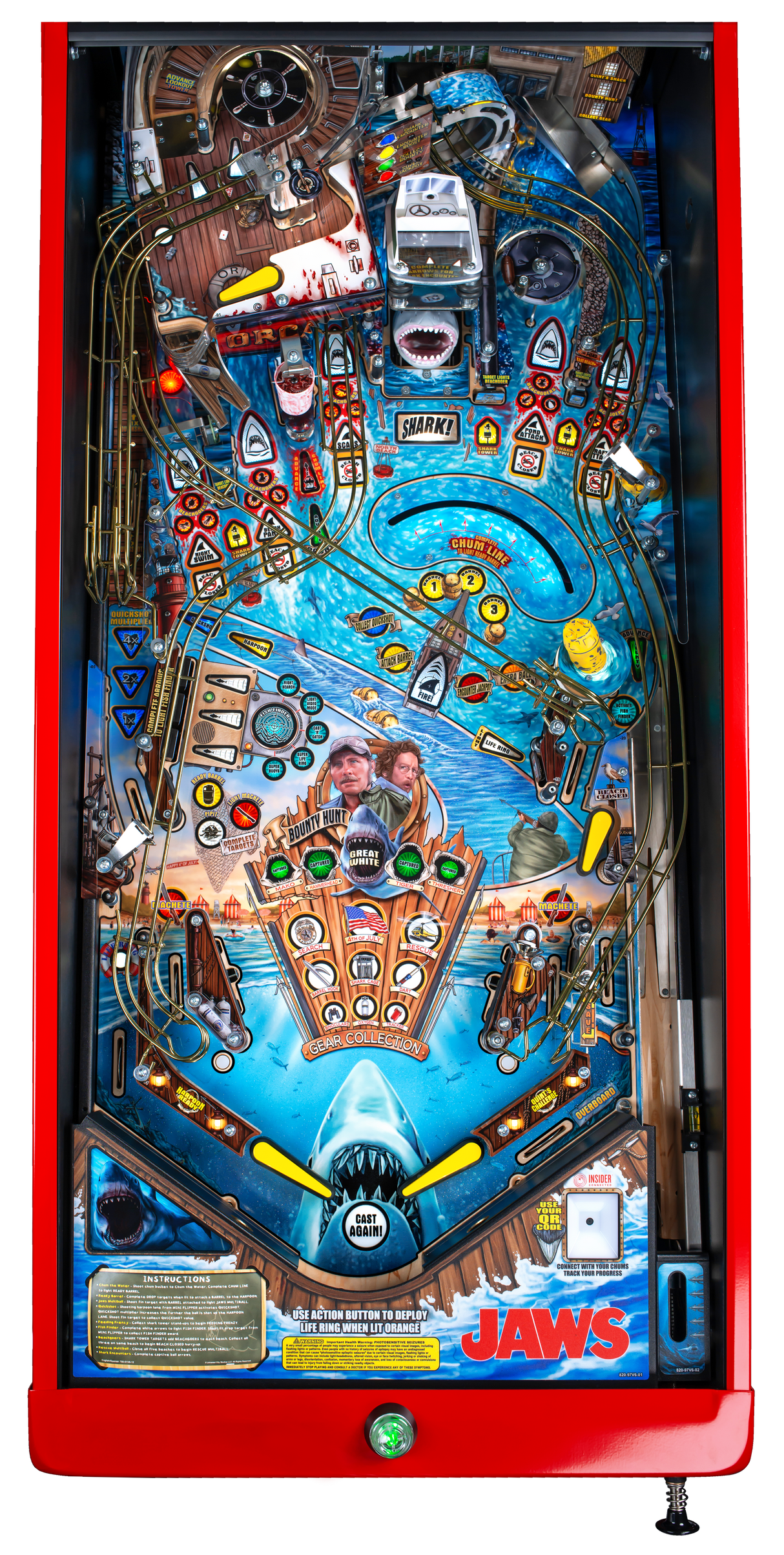 Pinball machine with 'Jaws' theme