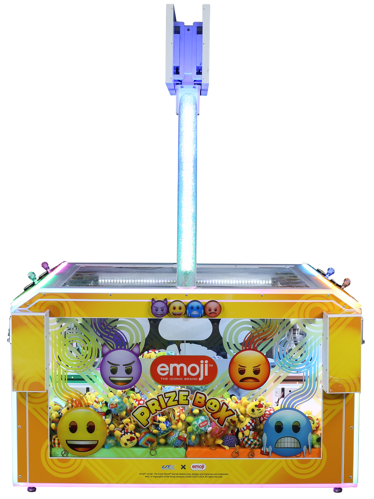 Emoticon-themed 4-player flat top prize box with colorful design