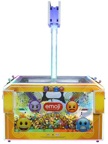Emoticon-themed 4-player flat top prize box with colorful design
