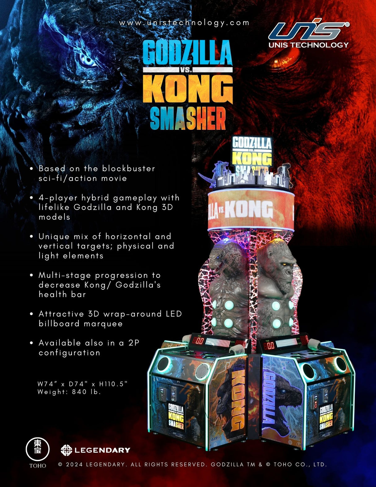 Godzilla contre Kong Smasher pour 4 joueurs