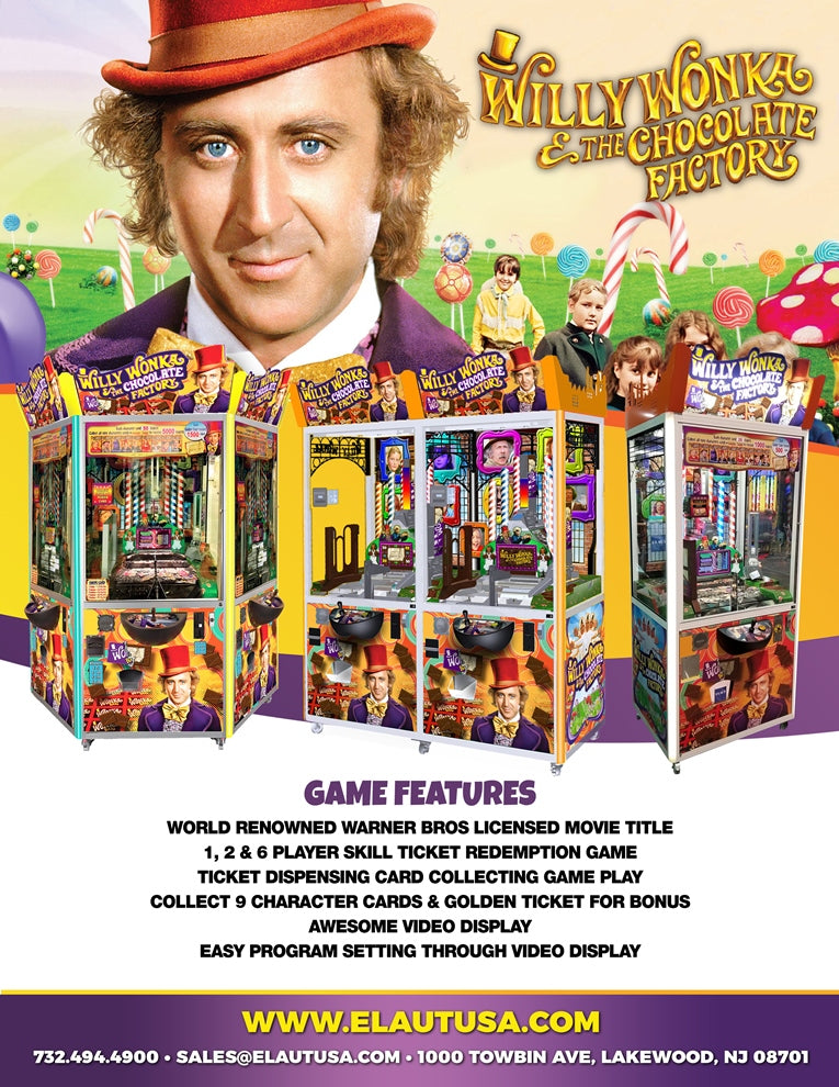 Jeu de poussée de pièces Willy Wonka pour 6 joueurs